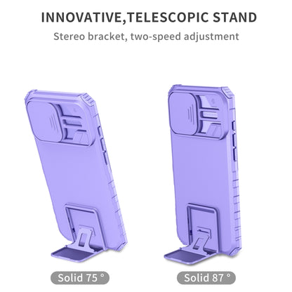 For iPhone 16 Pro Stereoscopic Holder Sliding Camshield Phone Case(Purple) - iPhone 16 Pro Cases by buy2fix | Online Shopping UK | buy2fix