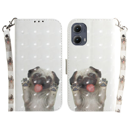 For Motorola Edge 2024 3D Colored Flip Leather Phone Case(Pug) - Motorola Cases by buy2fix | Online Shopping UK | buy2fix