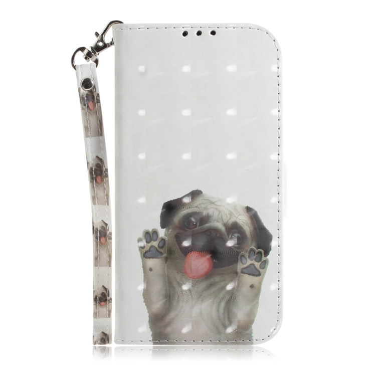 For Motorola Edge 2024 3D Colored Flip Leather Phone Case(Pug) - Motorola Cases by buy2fix | Online Shopping UK | buy2fix