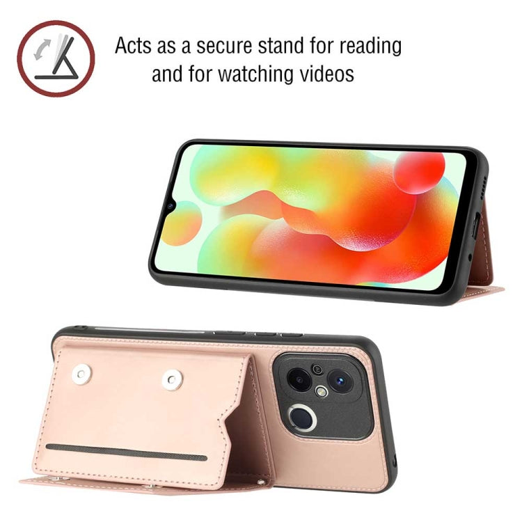 For Xiaomi Redmi 12C / 11A Skin Feel PU + TPU + PC Card Slots Phone Case(Rose Gold) - Xiaomi Cases by buy2fix | Online Shopping UK | buy2fix