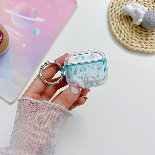 For AirPods Pro 2 Transparent Glitter Bluetooth Earphone Protective Case(Sky Blue) - For AirPods Pro 2 by buy2fix | Online Shopping UK | buy2fix