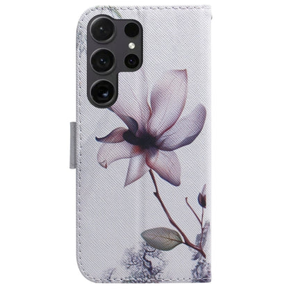 For Samsung Galaxy S24 Ultra 5G Coloured Drawing Flip Leather Phone Case(Magnolia) - Galaxy S24 Ultra 5G Cases by buy2fix | Online Shopping UK | buy2fix