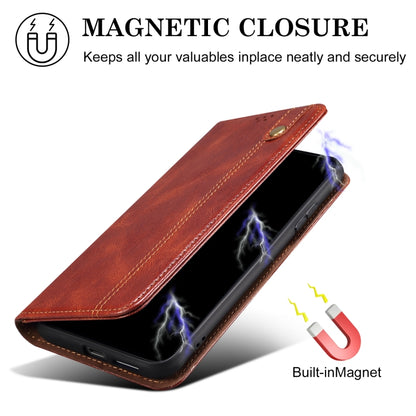 For iPhone 16 Plus Oil Wax Crazy Horse Texture Leather Phone Case(Brown) - iPhone 16 Plus Cases by buy2fix | Online Shopping UK | buy2fix