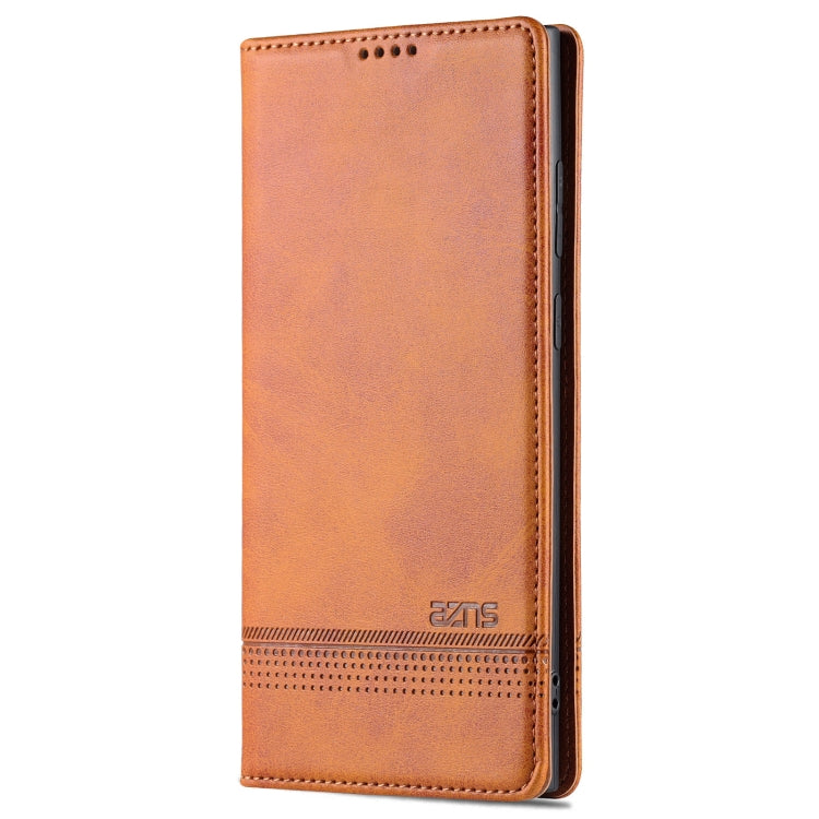 For Samsung Galaxy S24 Ultra 5G AZNS Magnetic Calf Texture Flip Leather Phone Case(Light Brown) - Galaxy S24 Ultra 5G Cases by AZNS | Online Shopping UK | buy2fix