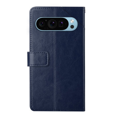 For Google Pixel 9 Y-shaped Pattern Flip Leather Phone Case(Blue) - Google Cases by buy2fix | Online Shopping UK | buy2fix