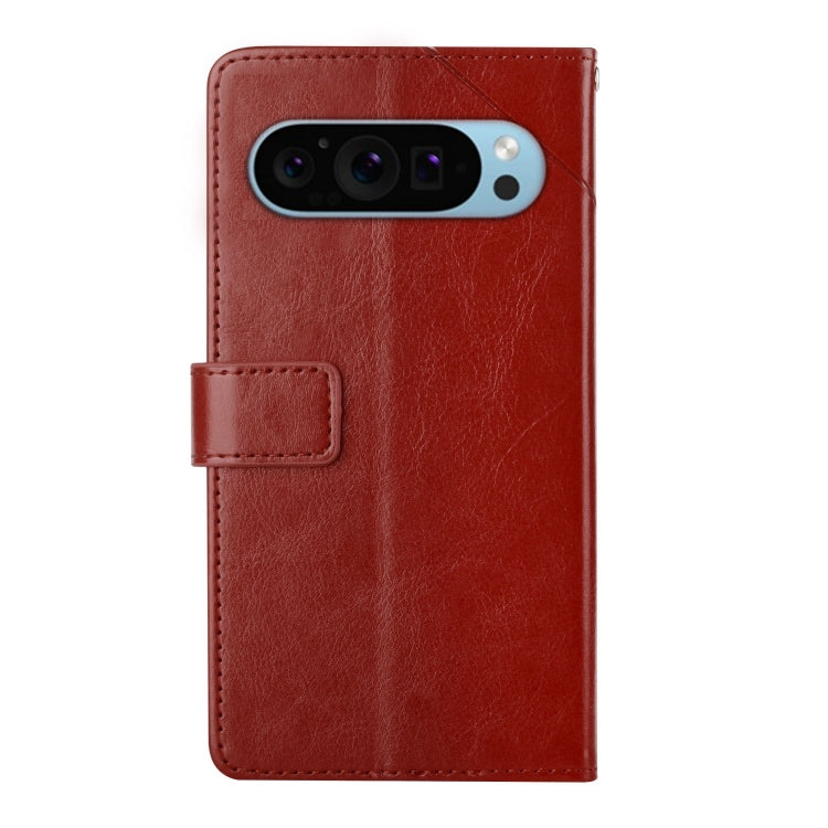 For Google Pixel 9 Y-shaped Pattern Flip Leather Phone Case(Brown) - Google Cases by buy2fix | Online Shopping UK | buy2fix