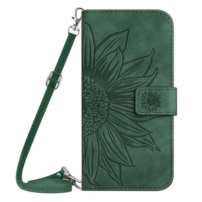 For Google Pixel 9 Pro Skin Feel Sun Flower Embossed Flip Leather Phone Case with Lanyard(Green) - Google Cases by buy2fix | Online Shopping UK | buy2fix