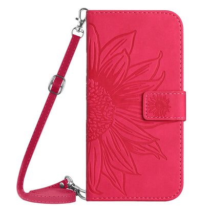 For Google Pixel 9 Skin Feel Sun Flower Embossed Flip Leather Phone Case with Lanyard(Rose Red) - Google Cases by buy2fix | Online Shopping UK | buy2fix