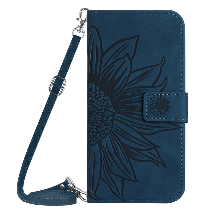 For Google Pixel 9 Pro XL Skin Feel Sun Flower Embossed Flip Leather Phone Case with Lanyard(Inky Blue) - Google Cases by buy2fix | Online Shopping UK | buy2fix