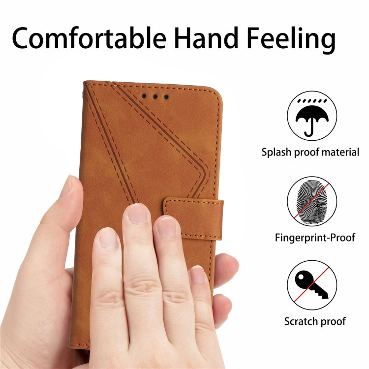 For Google Pixel 9 Pro Stitching Embossed Leather Phone Case(Brown) - Google Cases by buy2fix | Online Shopping UK | buy2fix