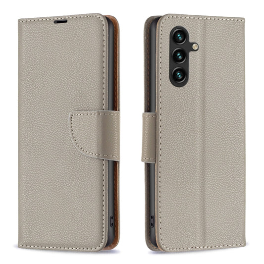 For Samsung Galaxy A15 Litchi Texture Pure Color Flip Leather Phone Case(Grey) - Galaxy Phone Cases by buy2fix | Online Shopping UK | buy2fix