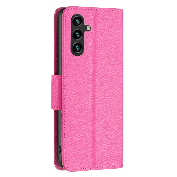 For Samsung Galaxy A15 Litchi Texture Pure Color Flip Leather Phone Case(Rose Red) - Galaxy Phone Cases by buy2fix | Online Shopping UK | buy2fix