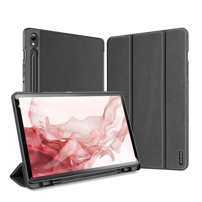 For Samsung Galaxy Tab S9 DUX DUCIS Domo Series Cloth Texture Magnetic Leather Tablet Case(Black) - Galaxy Tab S9 Cases by DUX DUCIS | Online Shopping UK | buy2fix