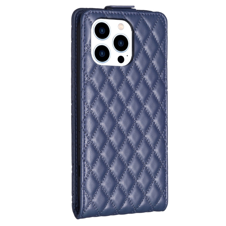 For iPhone 16 Pro Max Diamond Lattice Vertical Flip Leather Phone Case(Blue) - iPhone 16 Pro Max Cases by buy2fix | Online Shopping UK | buy2fix