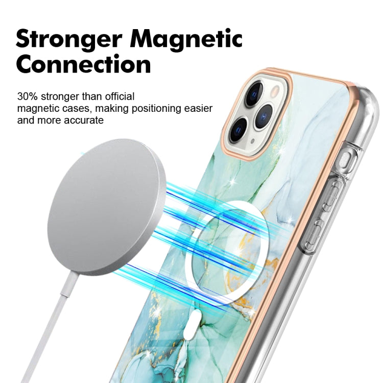 For iPhone 11 Pro Marble Pattern Dual-side IMD Magsafe TPU Phone Case(Green 003) - iPhone 11 Pro Cases by buy2fix | Online Shopping UK | buy2fix