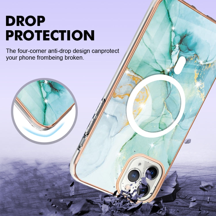 For iPhone 11 Pro Marble Pattern Dual-side IMD Magsafe TPU Phone Case(Green 003) - iPhone 11 Pro Cases by buy2fix | Online Shopping UK | buy2fix