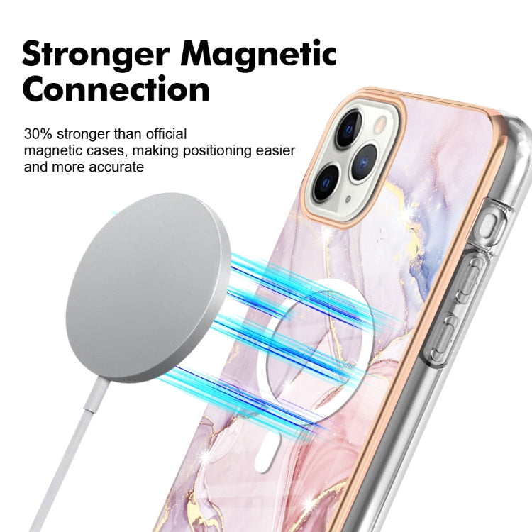 For iPhone 11 Pro Max Marble Pattern Dual-side IMD Magsafe TPU Phone Case(Rose Gold 005) - iPhone 11 Pro Max Cases by buy2fix | Online Shopping UK | buy2fix