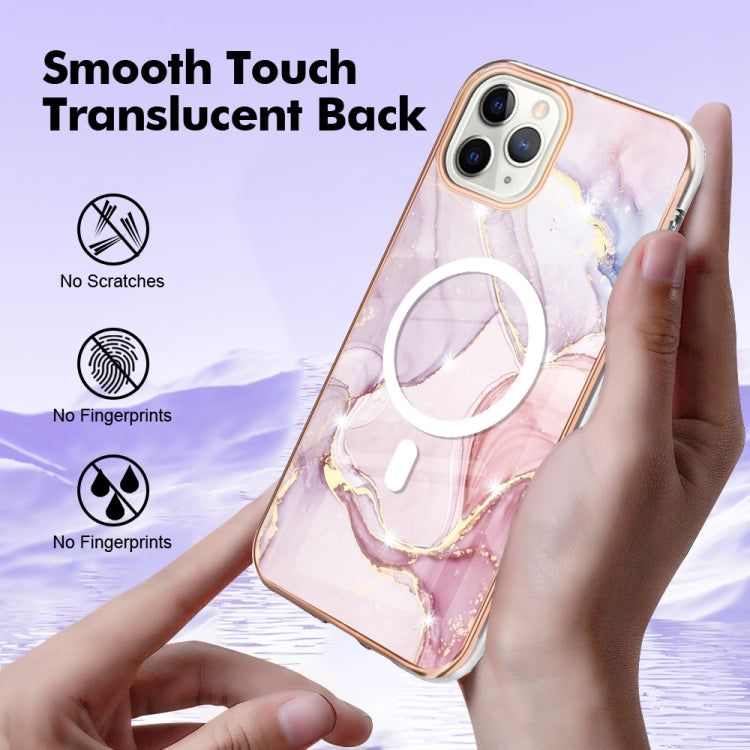 For iPhone 11 Pro Max Marble Pattern Dual-side IMD Magsafe TPU Phone Case(Rose Gold 005) - iPhone 11 Pro Max Cases by buy2fix | Online Shopping UK | buy2fix