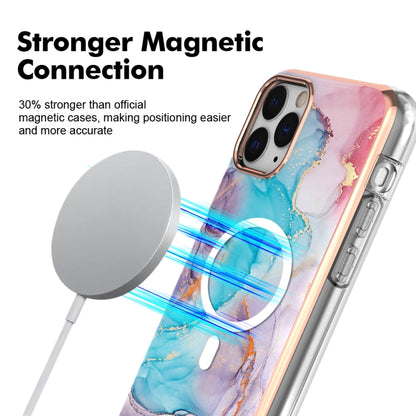 For iPhone 11 Pro Max Marble Pattern Dual-side IMD Magsafe TPU Phone Case(Blue Marble) - iPhone 11 Pro Max Cases by buy2fix | Online Shopping UK | buy2fix