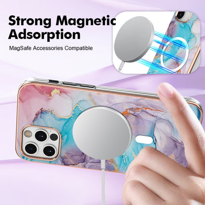 For iPhone 12 / 12 Pro Marble Pattern Dual-side IMD Magsafe TPU Phone Case(Blue Marble) - iPhone 12 / 12 Pro Cases by buy2fix | Online Shopping UK | buy2fix