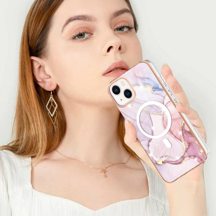 For iPhone 14 Marble Pattern Dual-side IMD Magsafe TPU Phone Case(Rose Gold 005) - iPhone 14 Cases by buy2fix | Online Shopping UK | buy2fix