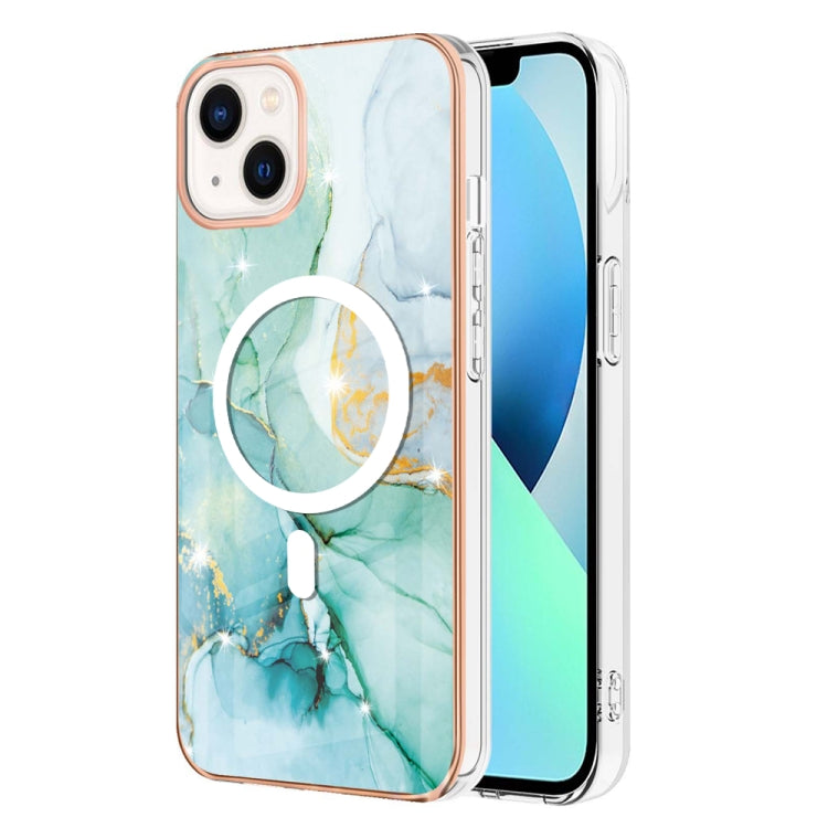 For iPhone 15 Plus Marble Pattern Dual-side IMD Magsafe TPU Phone Case(Green 003) - iPhone 15 Plus Cases by buy2fix | Online Shopping UK | buy2fix