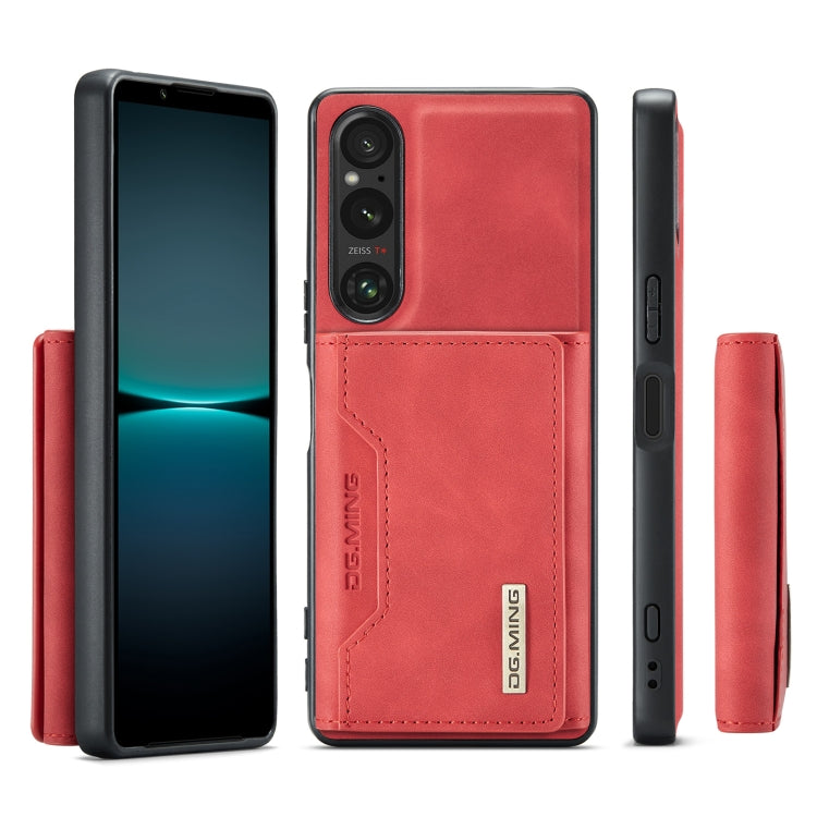 For Sony Xperia 1 V DG.MING M2 Series 3-Fold Multi Card Bag + Magnetic Phone Case(Red) - Sony Cases by DG.MING | Online Shopping UK | buy2fix