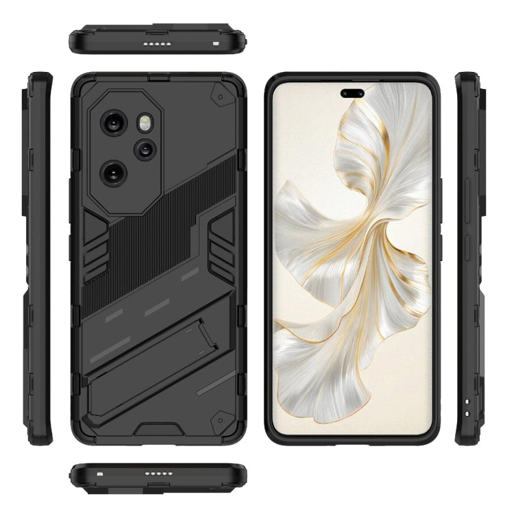 For Honor 100 Pro 5G Punk Armor 2 in 1 PC + TPU Phone Case with Holder(Black) - Honor Cases by buy2fix | Online Shopping UK | buy2fix