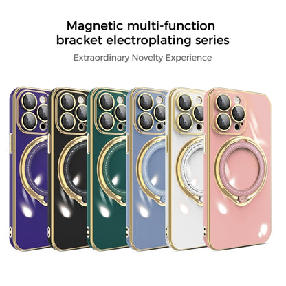 For iPhone 13 Pro Multifunction Electroplating MagSafe Holder Phone Case(Pink) - iPhone 13 Pro Cases by buy2fix | Online Shopping UK | buy2fix