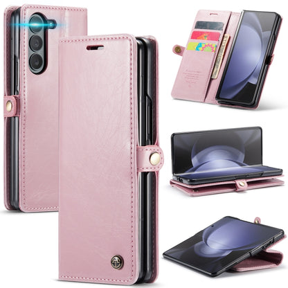 For Samsung Galaxy Z Fold5 CaseMe-003 PU + PC Business Style Crazy Horse Texture Leather Phone Case(Pink) - Galaxy Z Fold5 Cases by CaseMe | Online Shopping UK | buy2fix