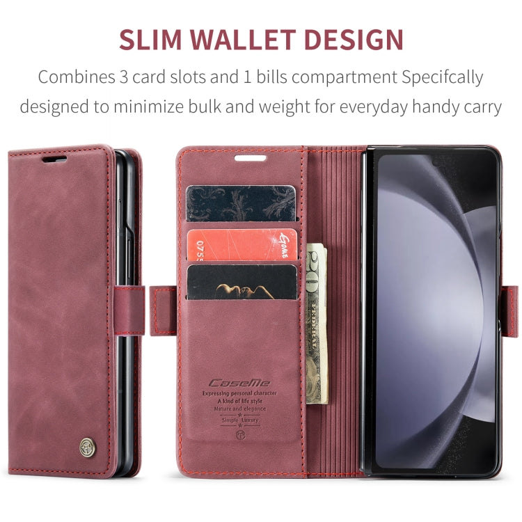 For Samsung Galaxy Z Fold5 CaseMe-013 Multifunctional Retro Frosted Leather Phone Case(Wine Red) - Galaxy Z Fold5 Cases by CaseMe | Online Shopping UK | buy2fix