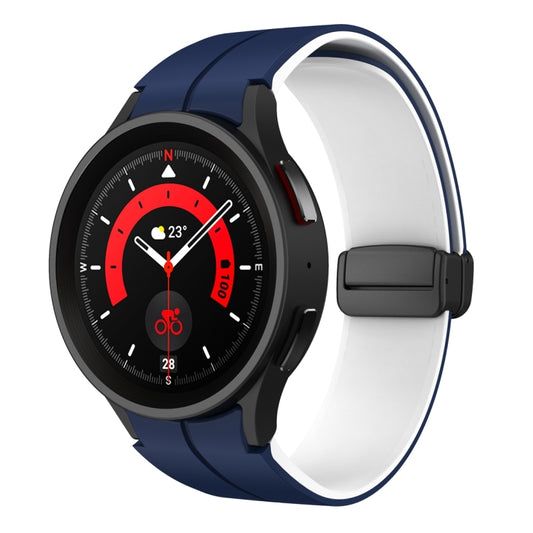 For Samsung Galaxy Watch 6 / 6 Classic Dual Color Magnetic Folding Buckle Silicone Watch Band(Midnight Blue+White) - Watch Bands by buy2fix | Online Shopping UK | buy2fix