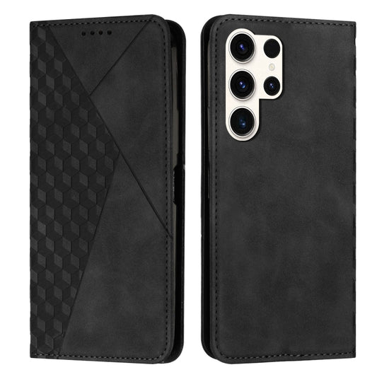 ForSamsung Galaxy S24 Ultra Diamond Splicing Skin Feel Magnetic Leather Phone Case(Black) - Galaxy S24 Ultra 5G Cases by buy2fix | Online Shopping UK | buy2fix