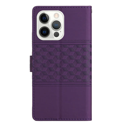 For iPhone 16 Pro Diamond Embossed Skin Feel Leather Phone Case(Purple) - iPhone 16 Pro Cases by buy2fix | Online Shopping UK | buy2fix