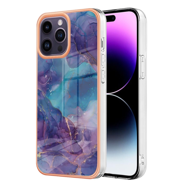 For iPhone 16 Pro Max Electroplating Marble Dual-side IMD Phone Case(Purple 016) - iPhone 16 Pro Max Cases by buy2fix | Online Shopping UK | buy2fix