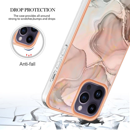 For iPhone 16 Pro Electroplating Marble Dual-side IMD Phone Case(Rose Gold 015) - iPhone 16 Pro Cases by buy2fix | Online Shopping UK | buy2fix