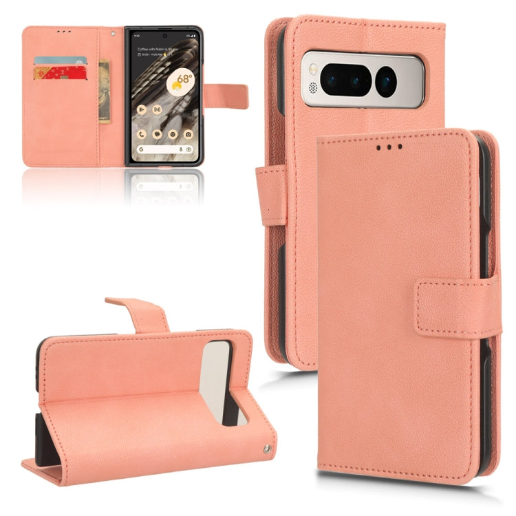 For Google Pixel Fold Lamb Texture Leather Phone Case(Pink) - Google Cases by buy2fix | Online Shopping UK | buy2fix