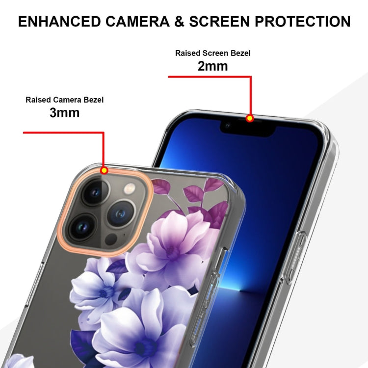 For iPhone 16 Pro Flowers and Plants Series IMD TPU Phone Case(Purple Begonia) - iPhone 16 Pro Cases by buy2fix | Online Shopping UK | buy2fix