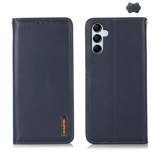 For Samsung Galaxy A35 5G KHAZNEH Nappa Top Layer Cowhide Leather Phone Case(Blue) - Galaxy Phone Cases by buy2fix | Online Shopping UK | buy2fix