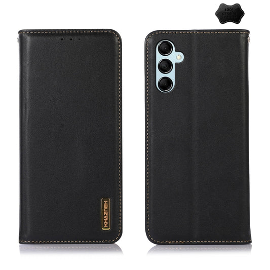 For Samsung Galaxy A55 5G KHAZNEH Nappa Top Layer Cowhide Leather Phone Case(Black) - Galaxy Phone Cases by buy2fix | Online Shopping UK | buy2fix