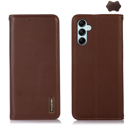 For Samsung Galaxy A55 5G KHAZNEH Nappa Top Layer Cowhide Leather Phone Case(Brown) - Galaxy Phone Cases by buy2fix | Online Shopping UK | buy2fix