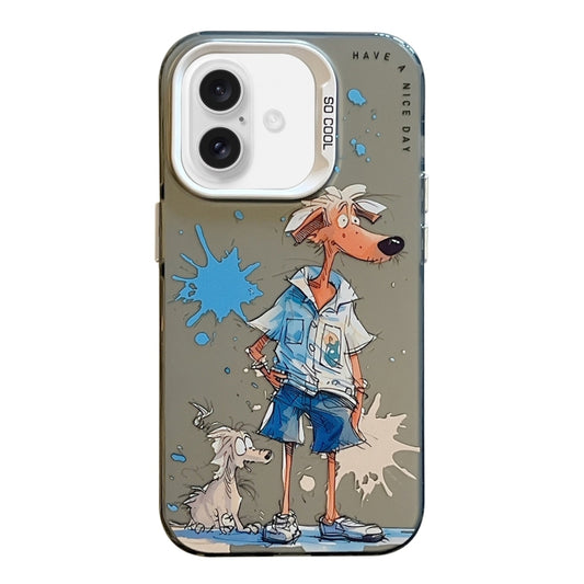 For iPhone 16 Plus Animal Pattern Oil Painting Series PC + TPU Phone Case(Wolf) - iPhone 16 Plus Cases by buy2fix | Online Shopping UK | buy2fix