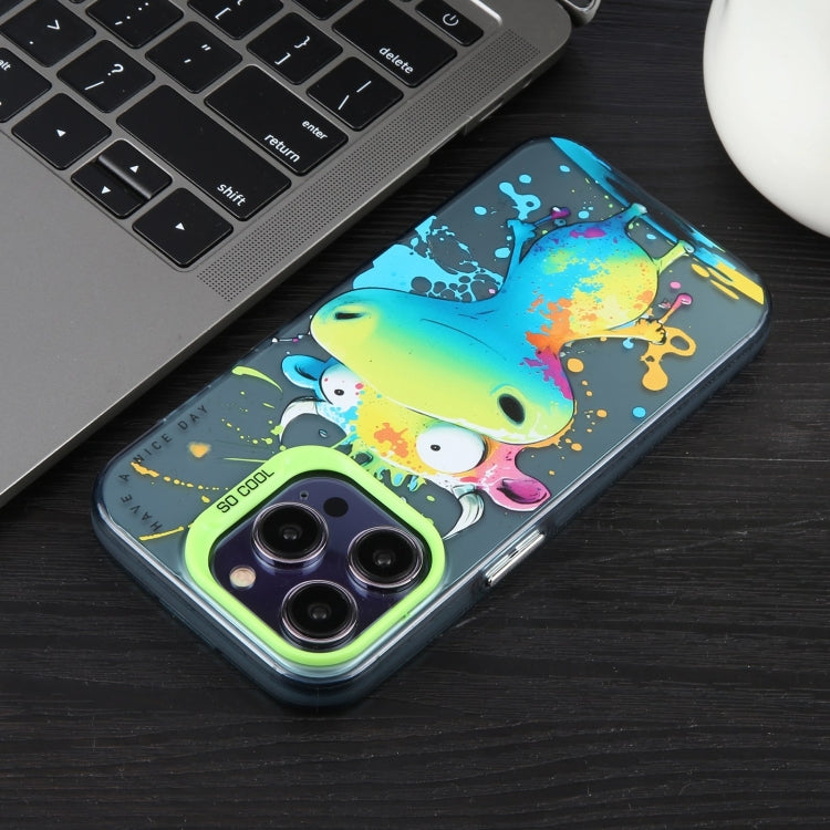 For iPhone 16 Animal Pattern Oil Painting Series PC + TPU Phone Case(Colorful Bear) - iPhone 16 Cases by buy2fix | Online Shopping UK | buy2fix