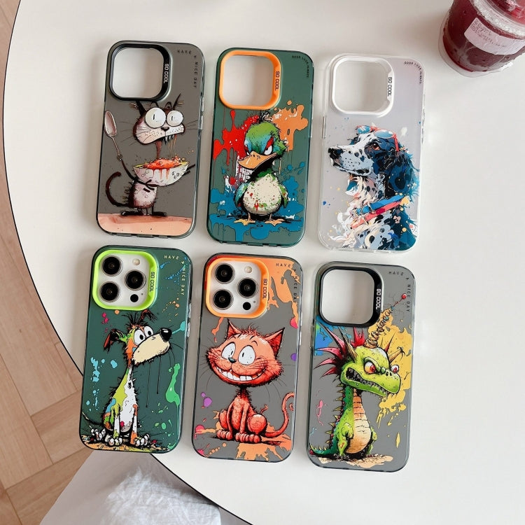 For iPhone 16 Plus Animal Pattern Oil Painting Series PC + TPU Phone Case(Hoodie Dog) - iPhone 16 Plus Cases by buy2fix | Online Shopping UK | buy2fix