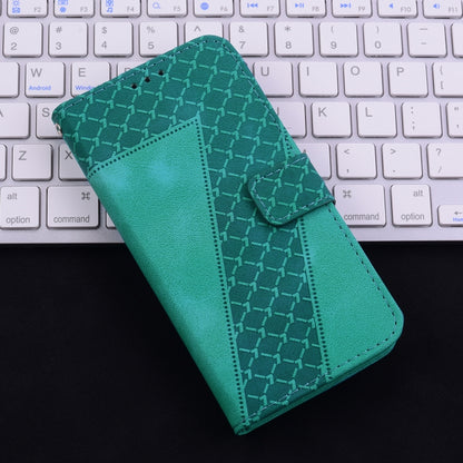 For iPhone 16 Pro Max Seven-shaped Embossed Leather Phone Case(Green) - iPhone 16 Pro Max Cases by buy2fix | Online Shopping UK | buy2fix