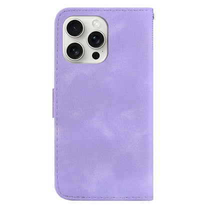 For iPhone 16 Pro Max Seven-shaped Embossed Leather Phone Case(Purple) - iPhone 16 Pro Max Cases by buy2fix | Online Shopping UK | buy2fix