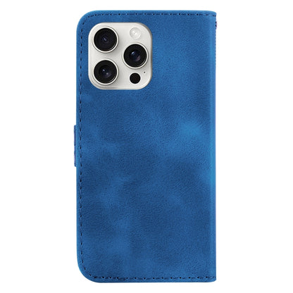 For iPhone 16 Pro Max Seven-shaped Embossed Leather Phone Case(Blue) - iPhone 16 Pro Max Cases by buy2fix | Online Shopping UK | buy2fix