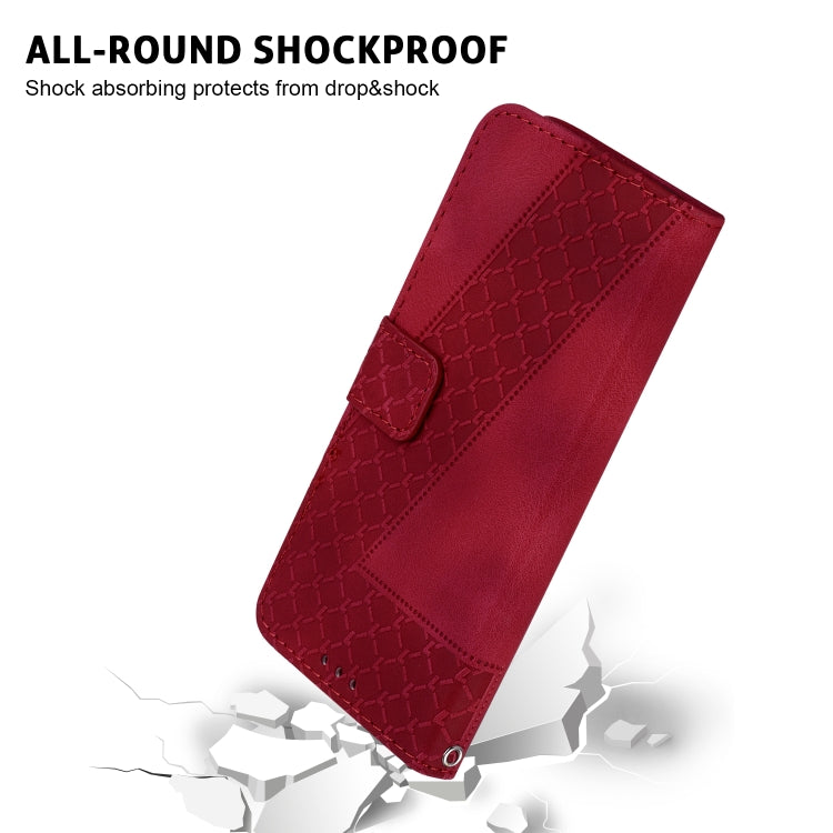 For iPhone 16 Seven-shaped Embossed Leather Phone Case(Red) - iPhone 16 Cases by buy2fix | Online Shopping UK | buy2fix