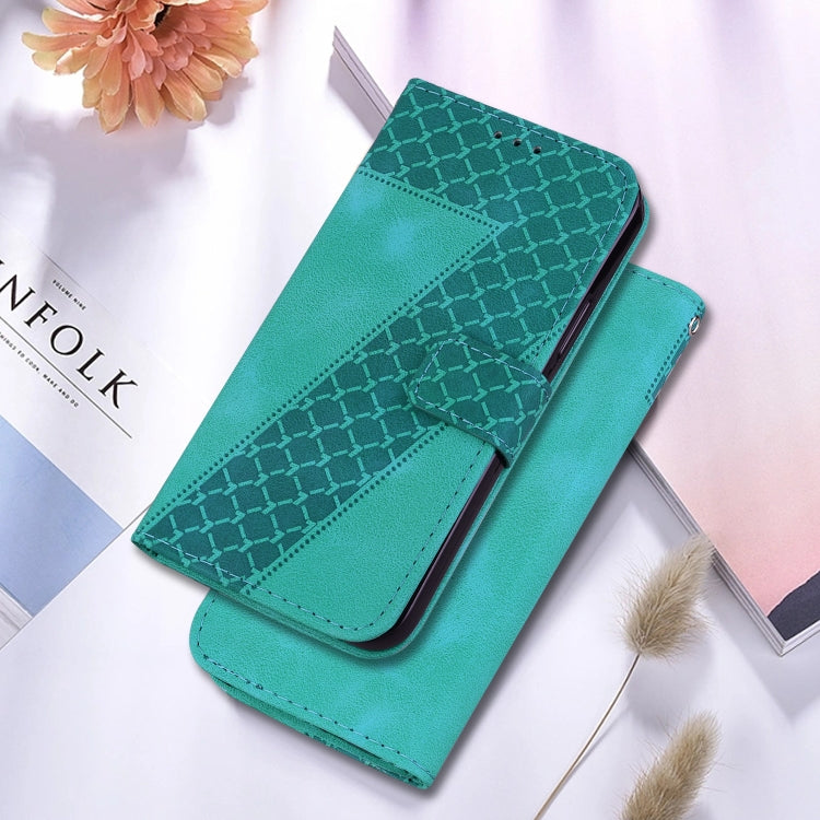 For Google Pixel 9 Pro 7-shaped Embossed Leather Phone Case(Green) - Google Cases by buy2fix | Online Shopping UK | buy2fix