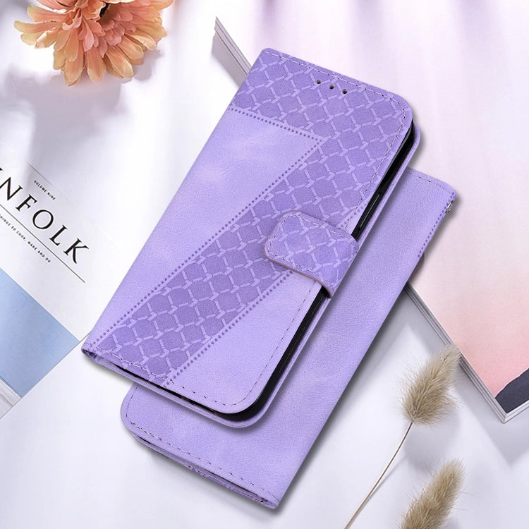 For Google Pixel 9 7-shaped Embossed Leather Phone Case(Purple) - Google Cases by buy2fix | Online Shopping UK | buy2fix